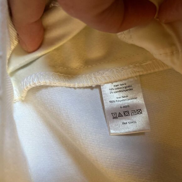 Venus Women's White Jeans 30” x 26” Sz 12 Wide Leg Cream Vinyl Trim - Picture 4 of 5